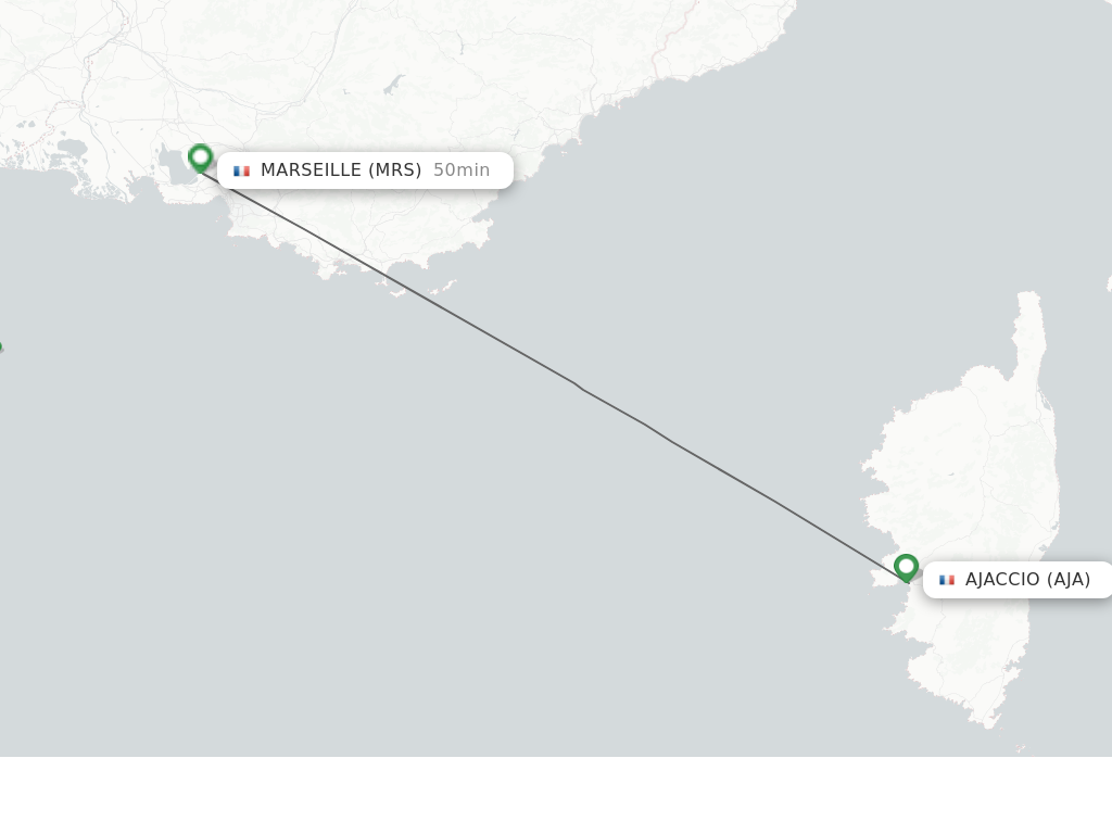 Flights from Marseille to Ajaccio route map
