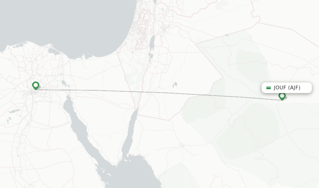 Route map with flights from Jouf with Nile Air