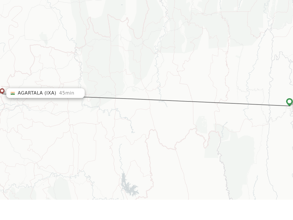 Flights from Aizawl to Agartala route map
