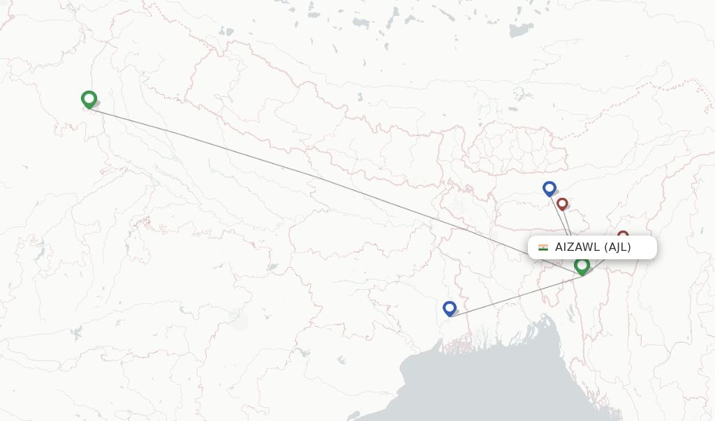 Flights from Aizawl to Umroi route map
