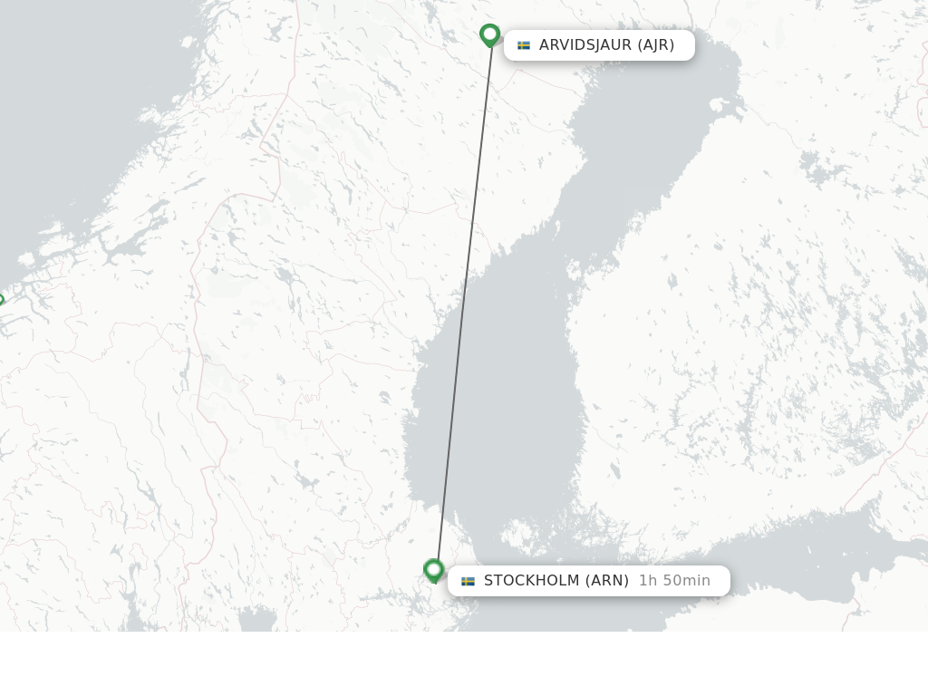 Flights from Arvidsjaur to Stockholm route map