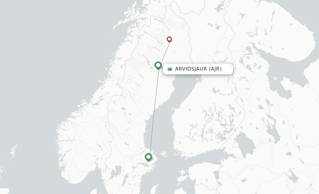 Route map with flights from Arvidsjaur with FMI Air