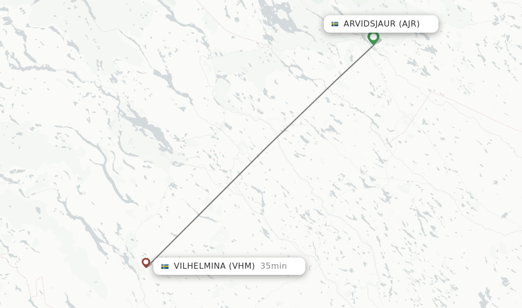 Flights from Vilhelmina to Arvidsjaur route map