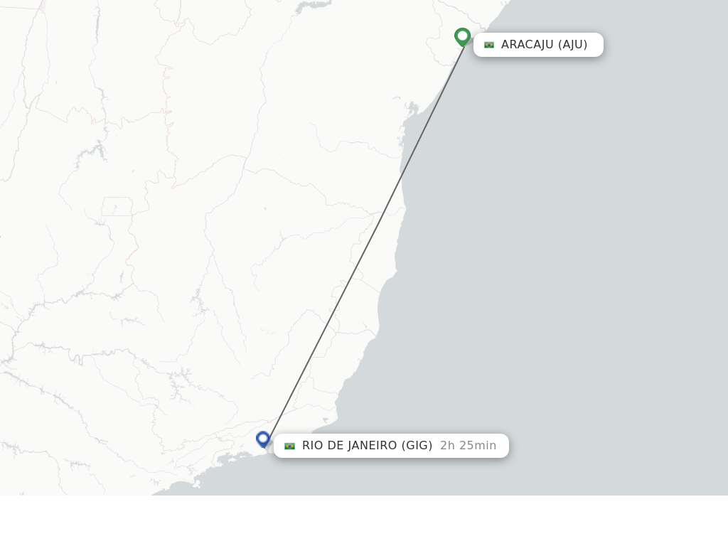 Flights from Aracaju to Rio De Janeiro route map