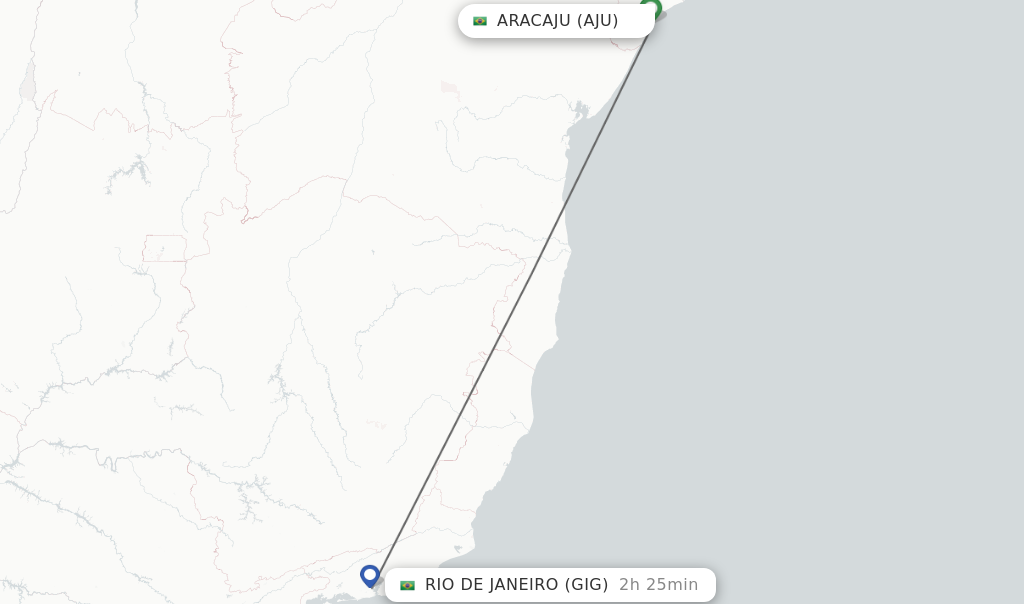 Flights from Aracaju to Rio De Janeiro route map