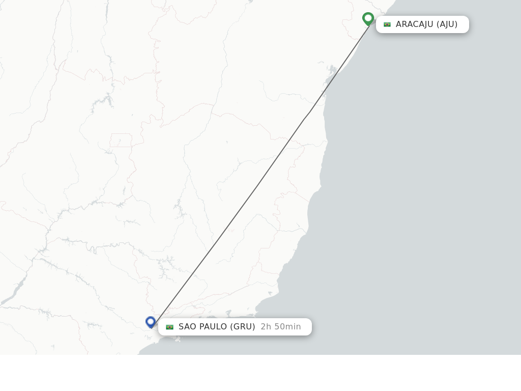 Flights from Aracaju to Sao Paulo route map