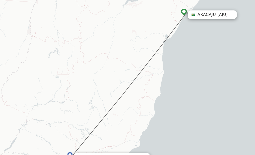 Flights from Aracaju to Campinas route map