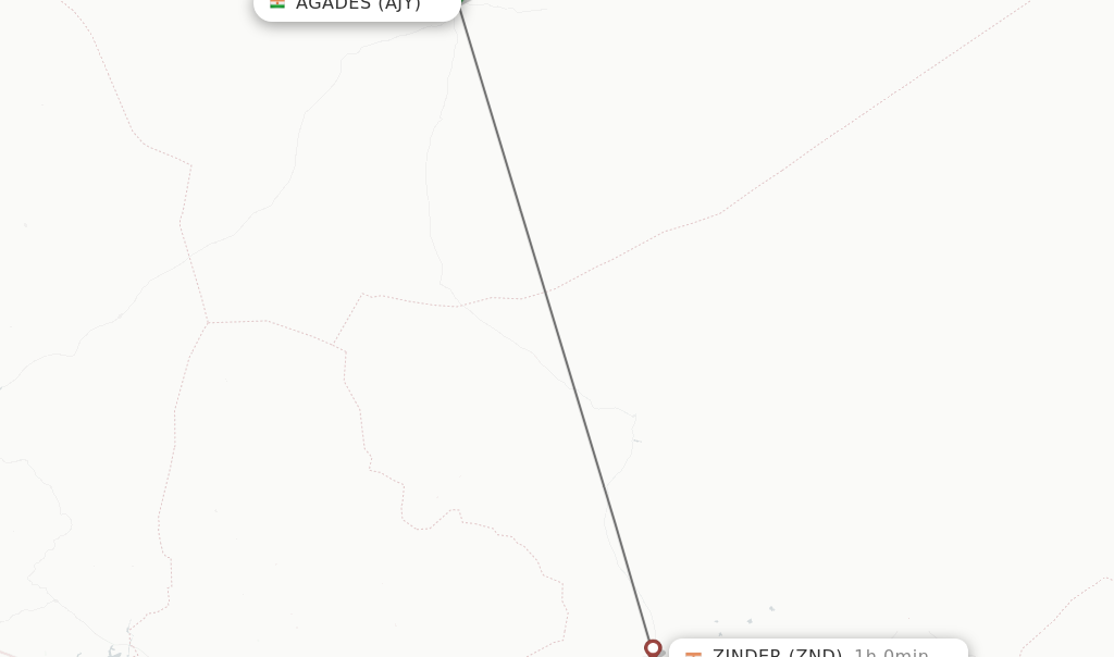 Flights from Agades to Zinder route map