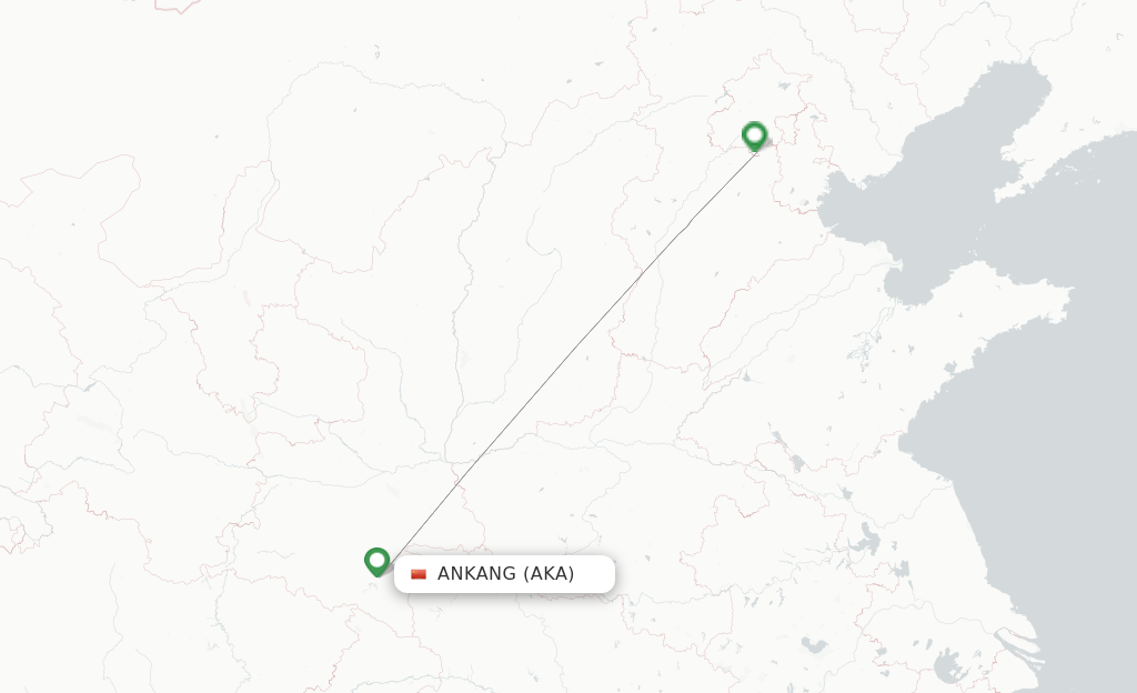 Route map with flights from Ankang with China United Airlines