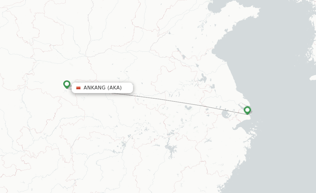 Route map with flights from Ankang with China Eastern