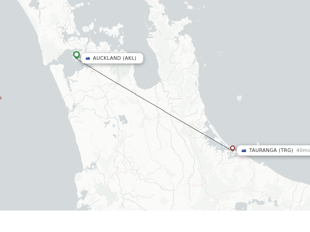 Flights from Auckland to Tauranga route map