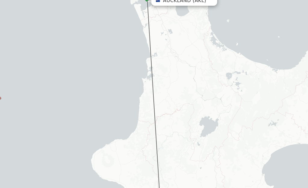 Flights from Auckland to Wanganui route map