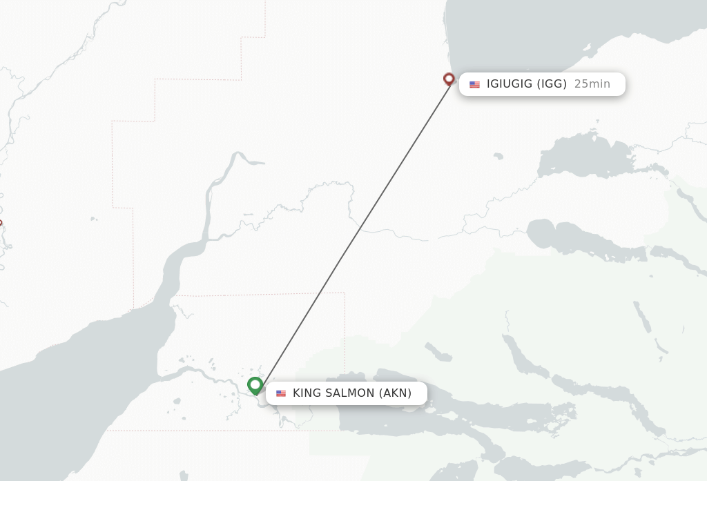Flights from King Salmon to Igiugig route map