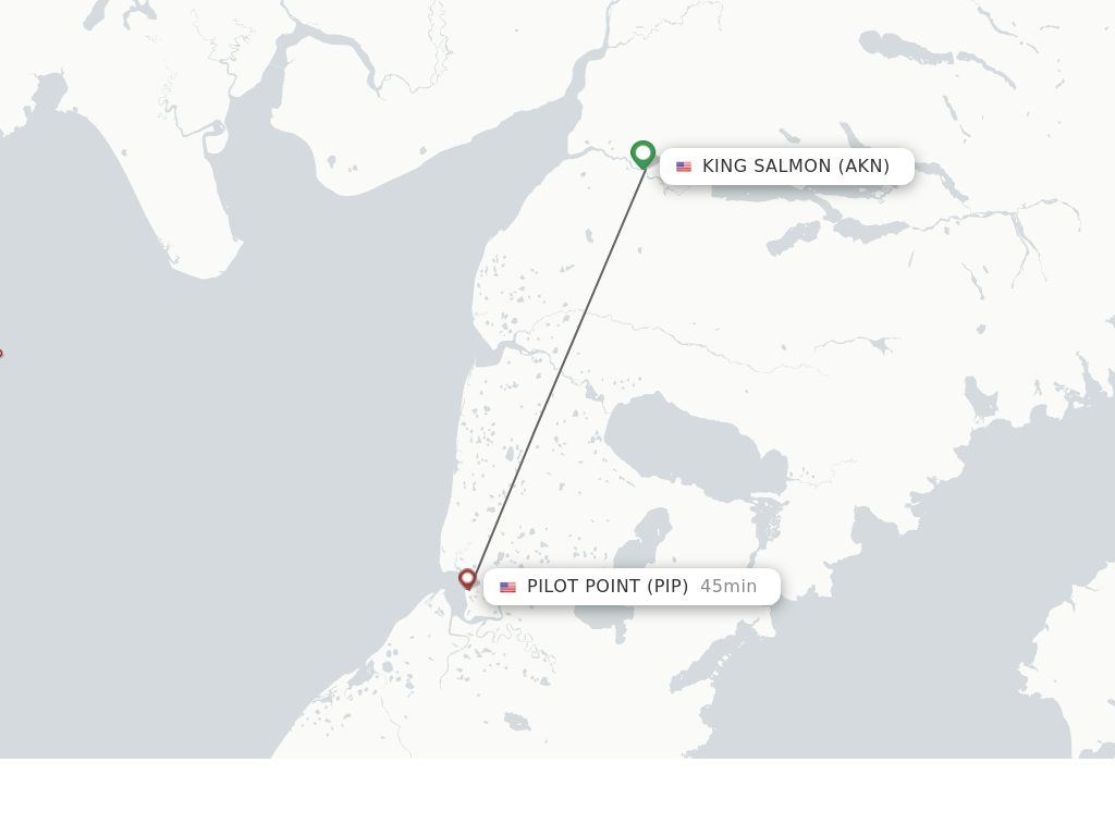 Flights from King Salmon to Pilot Point route map