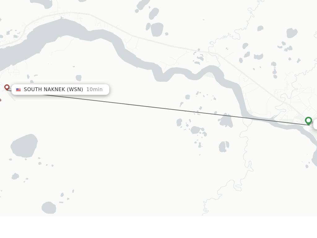 Flights from King Salmon to South Naknek route map
