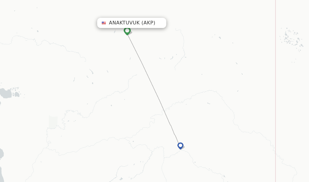 Route map with flights from Anaktuvuk with Astral Aviation