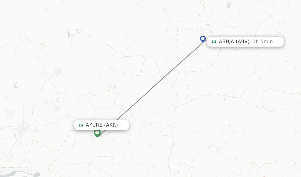 Flights from Akure to Abuja route map