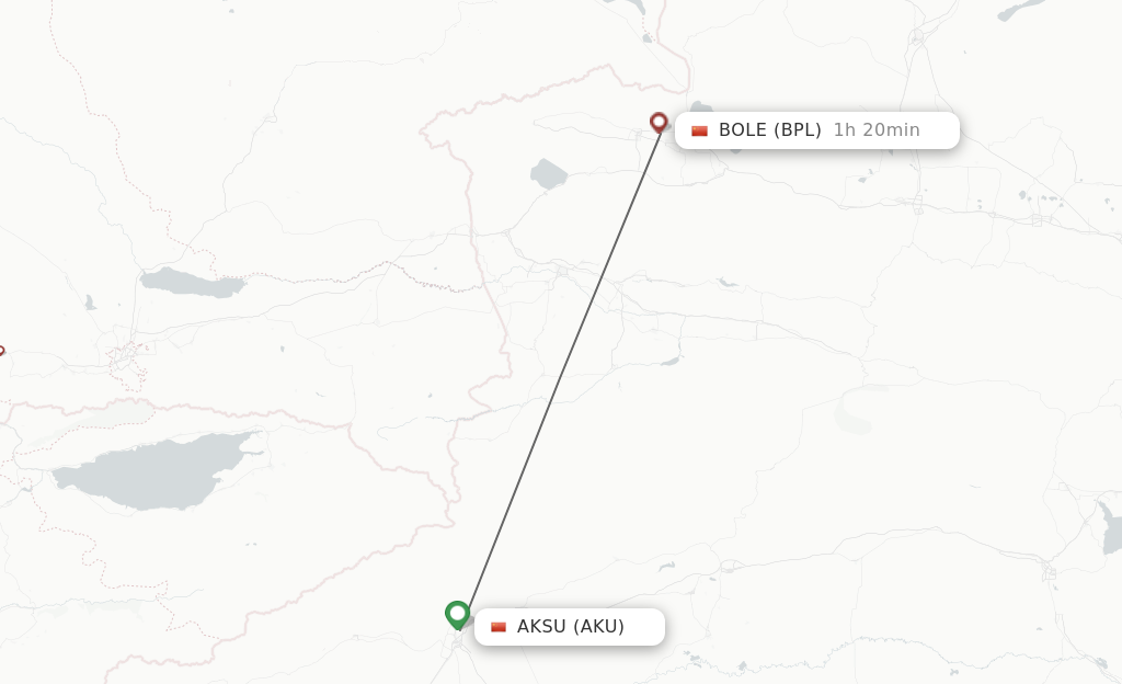 Flights from Aksu to Bole route map