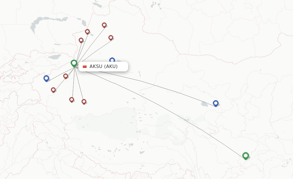 Route map with flights from Aksu with Gestair
