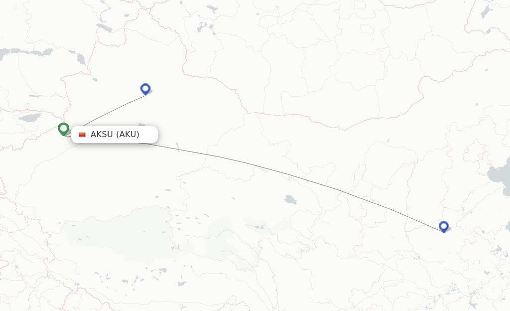 Route map with flights from Aksu with Loong Air