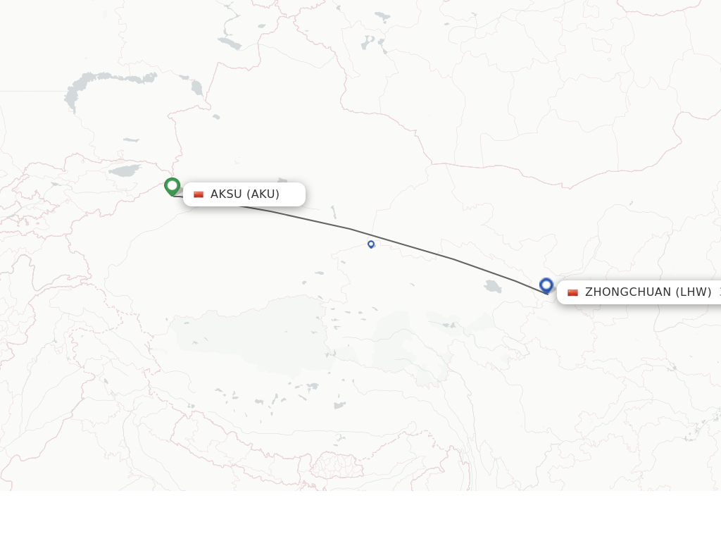 Flights from Aksu to Lanzhou route map