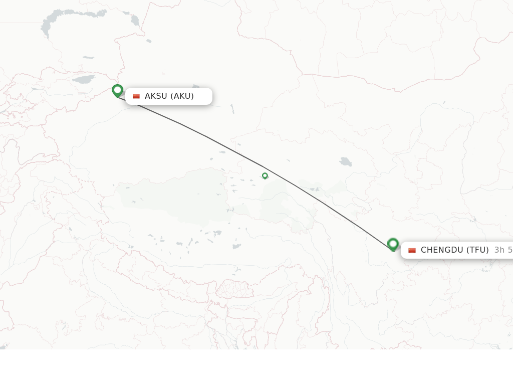 Flights from Aksu to Chengdu route map