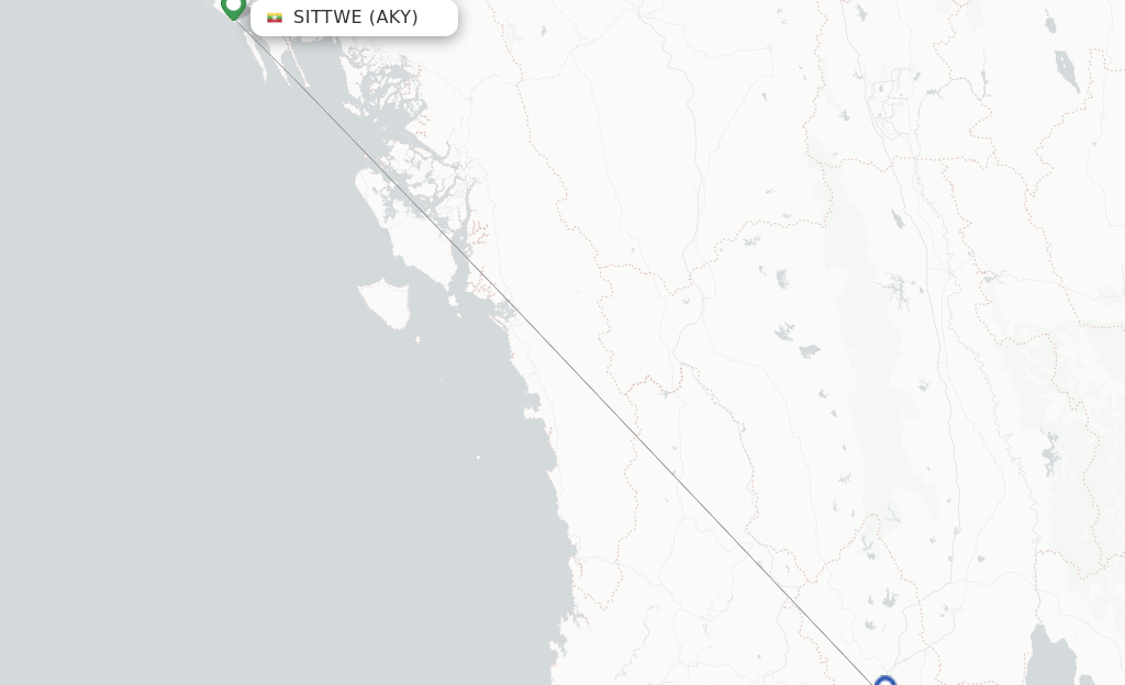 Route map with flights from Sittwe with MAI