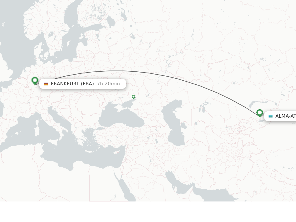 Flights from Alma-Ata to Frankfurt route map