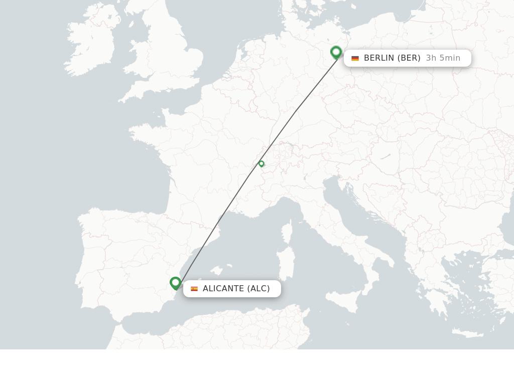 Flights from Alicante to Berlin route map