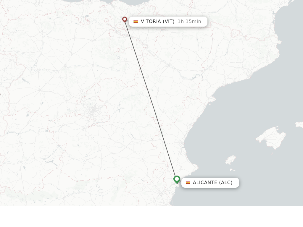 Flights from Alicante to Vitoria route map