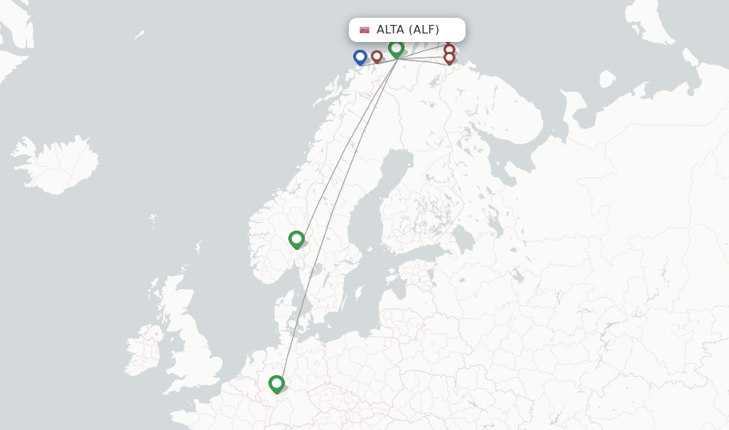 Flights from Alta to Harstad-Narvik route map