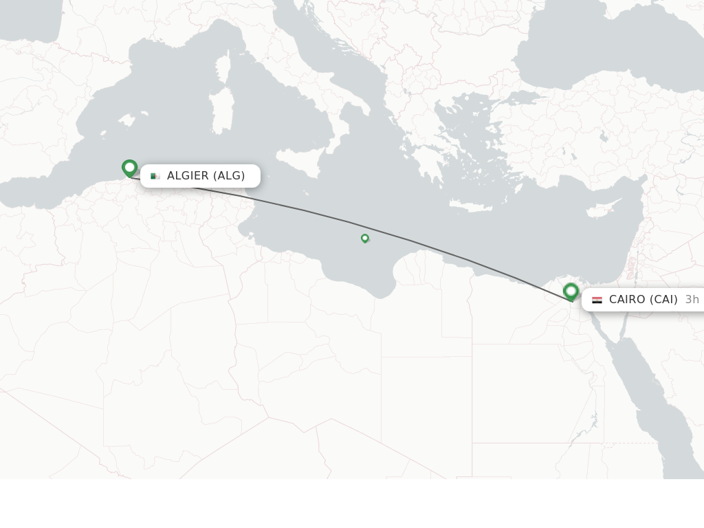 Flights from Algier to Cairo route map