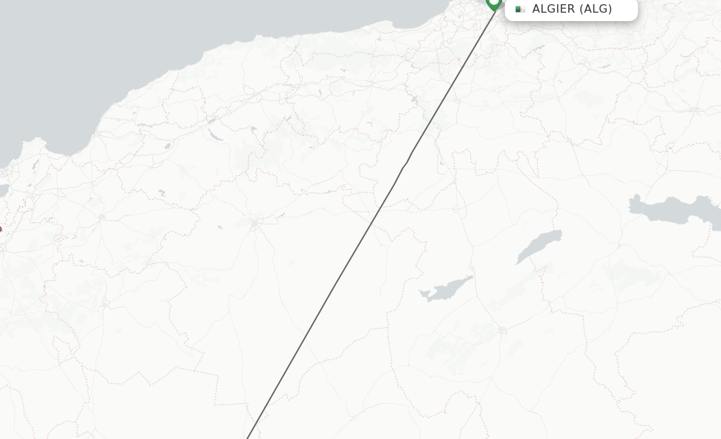 Flights from Algiers to El Bayadh route map