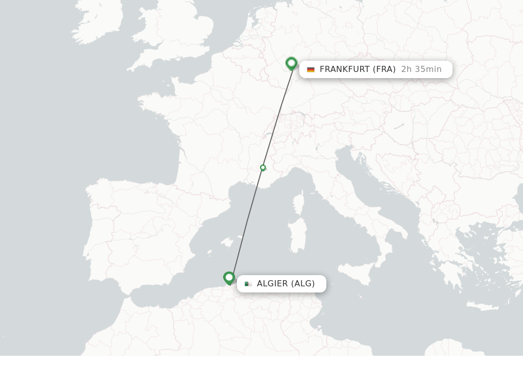 Flights from Algier to Frankfurt route map