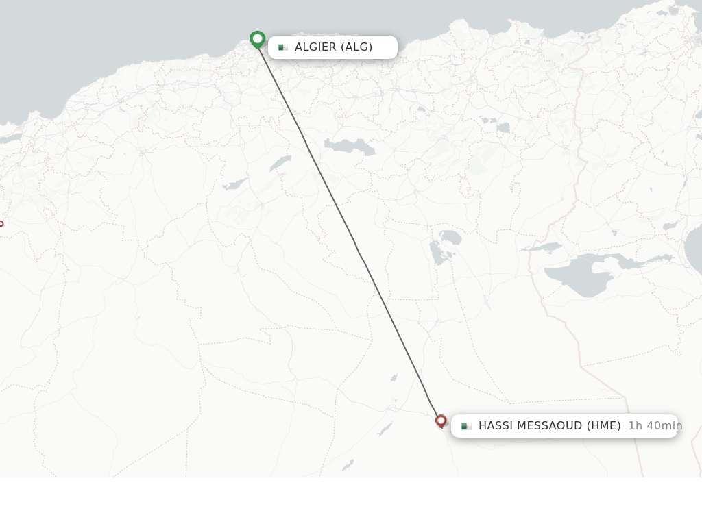 Flights from Algier to Hassi Messaoud route map