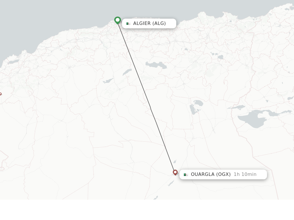 Flights from Algier to Ouargla route map