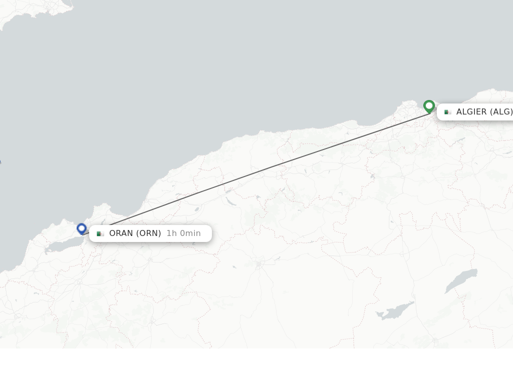 Flights from Algier to Oran route map