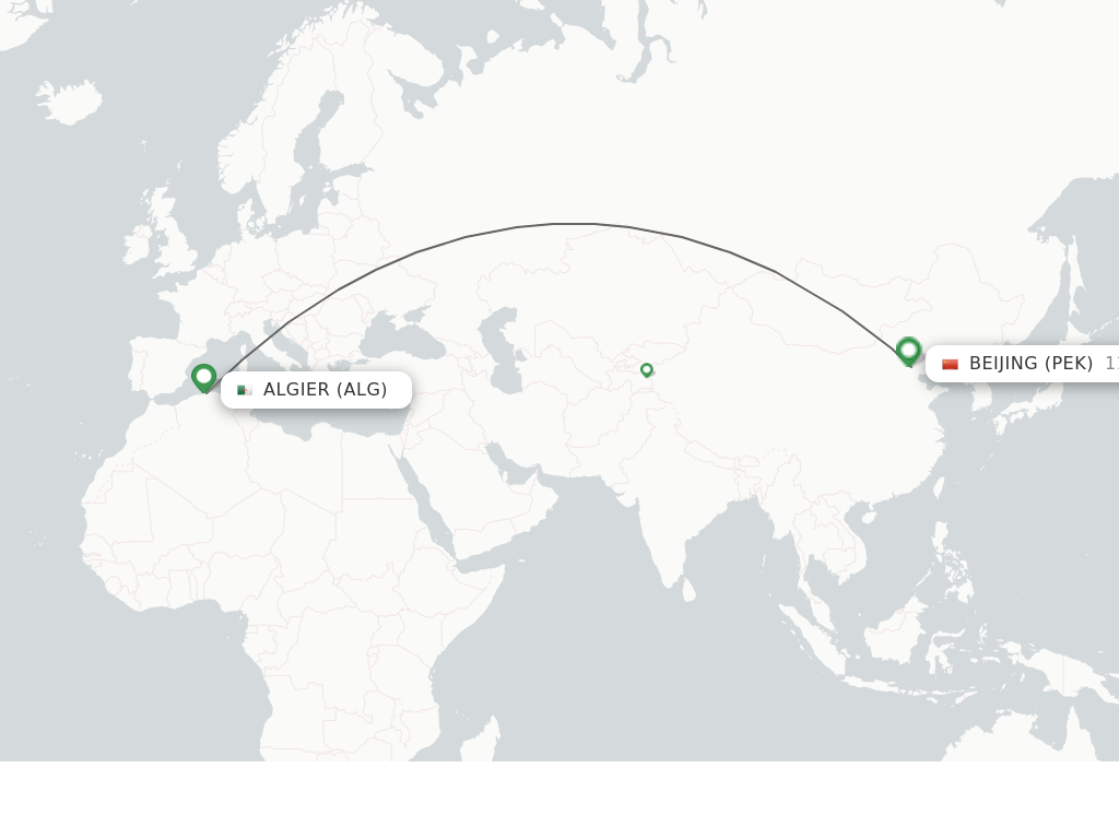 Flights from Algier to Beijing route map