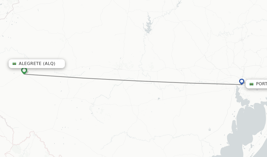 Flights from Alegrete to Porto Alegre route map