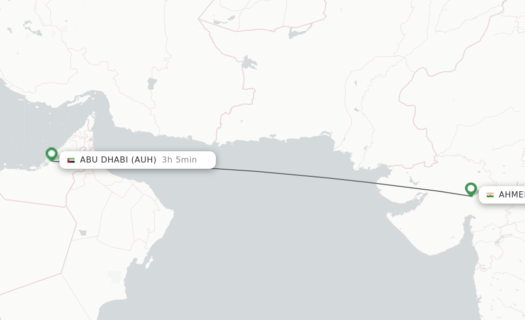 Flights from Ahmedabad to Abu Dhabi route map