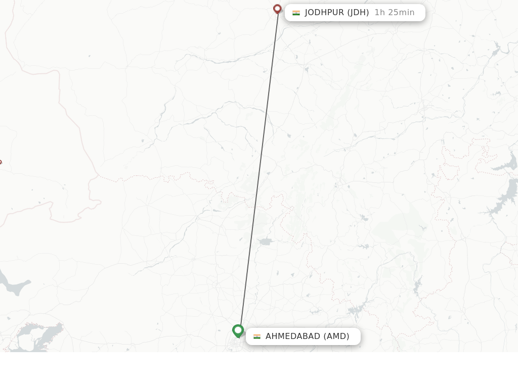 Flights from Ahmedabad to Jodhpur route map