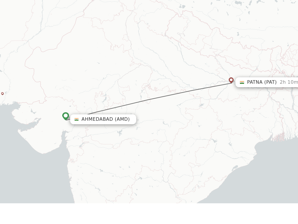 Flights from Ahmedabad to Patna route map