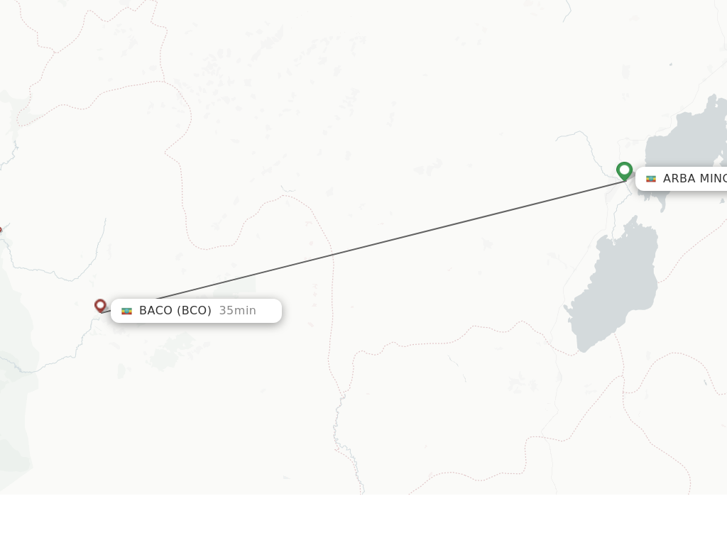 Flights from Arba Mintch to Jinka route map