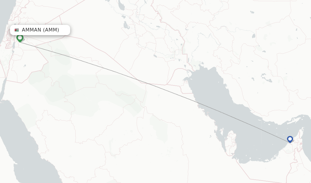 Route map with flights from Amman with Air Arabia