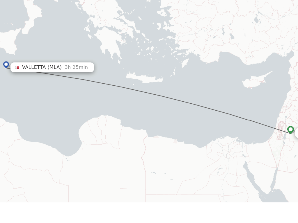 Flights from Malta to Amman route map