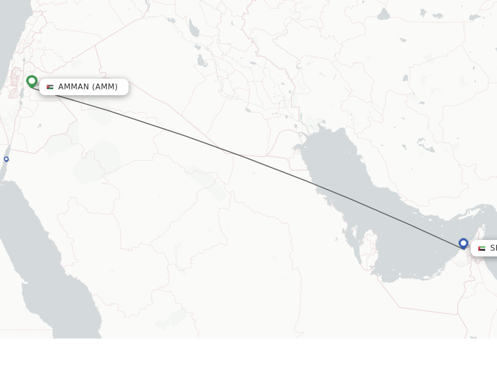Flights from Sharjah to Amman route map