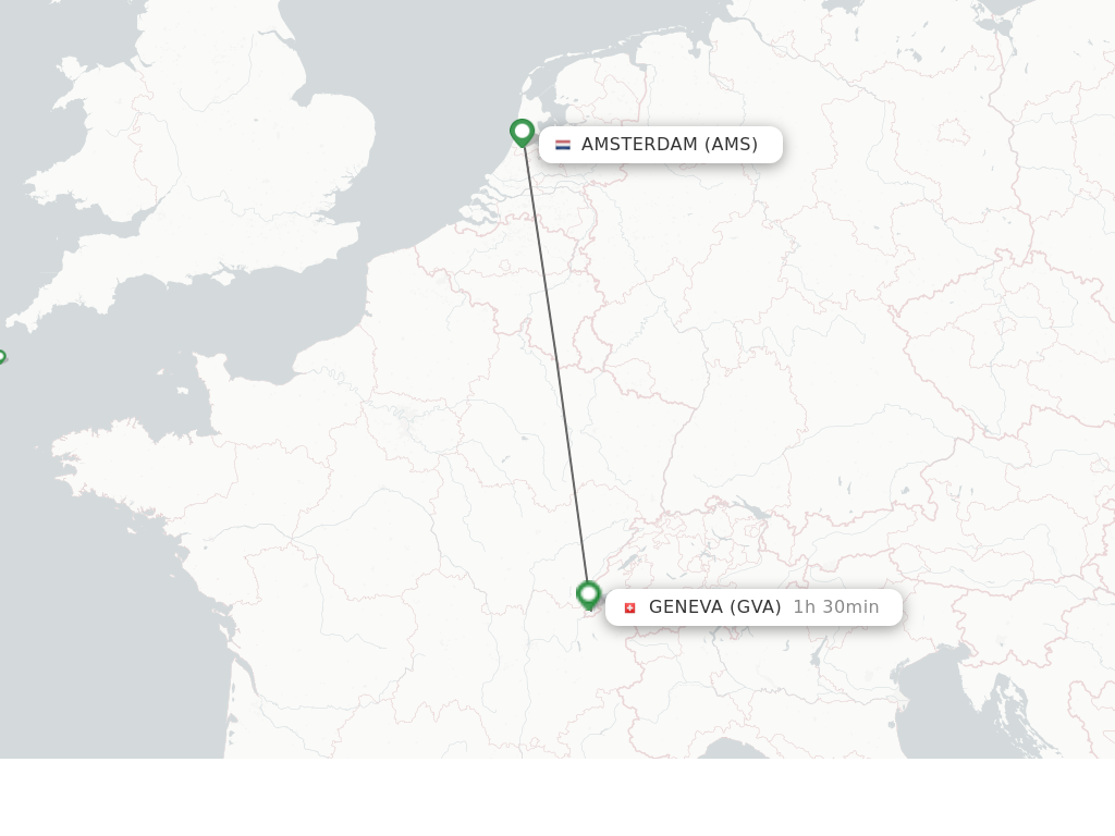 Flights from Amsterdam to Geneva route map