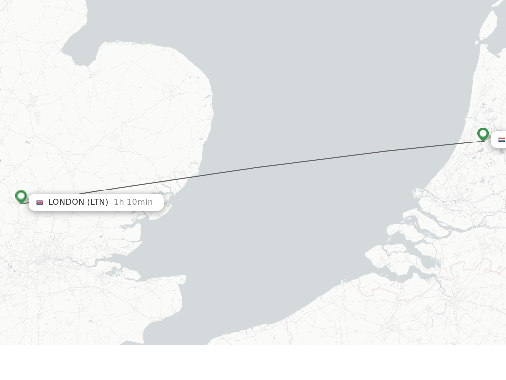 Flights from Amsterdam to London route map