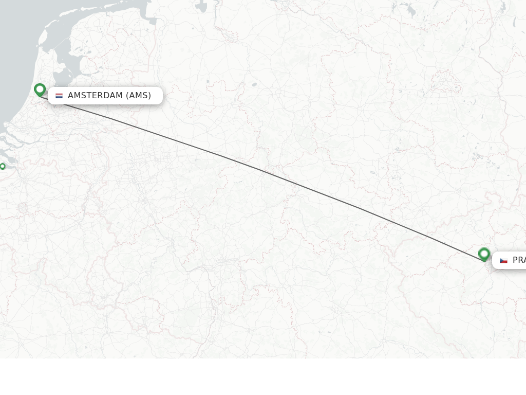 Flights from Prague to Amsterdam route map