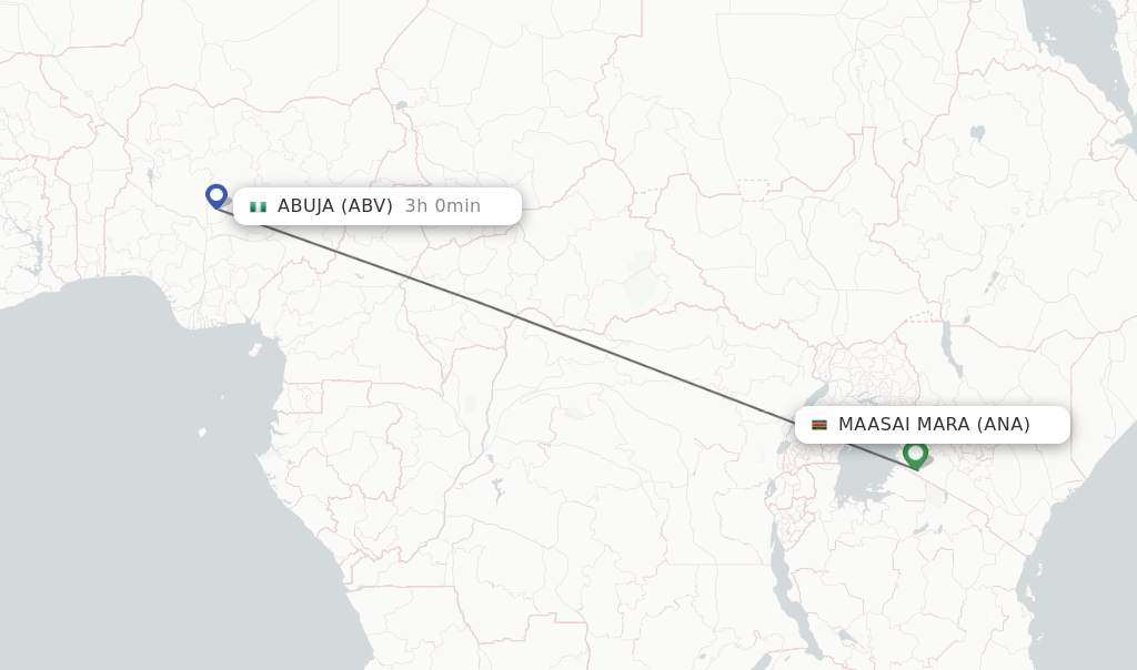 Flights from Maasai Mara to Abuja route map